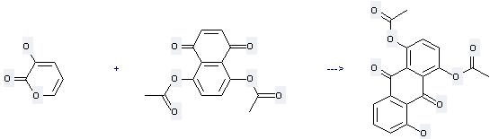 2H-Pyran-2-one,3-hydroxy is used to produce 1,4-Diacetoxy-5-hydroxy-9,10-anthraquinone.